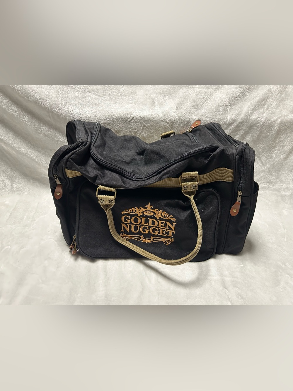 Vintage Large black gold Golden Nugget Casino Gym duffel bag